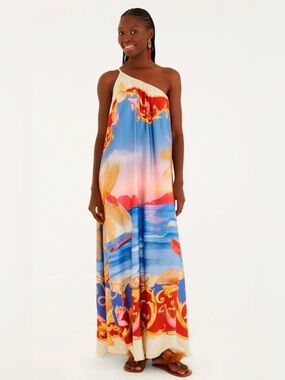 farm rio x anthropologie one-shoulder seamed a-line dress | Dresses | Farm Rio Oneshoulder Aline Nwt ebay-stagnant-refresh-2026 Devils N Angels White Color:Navy/Black